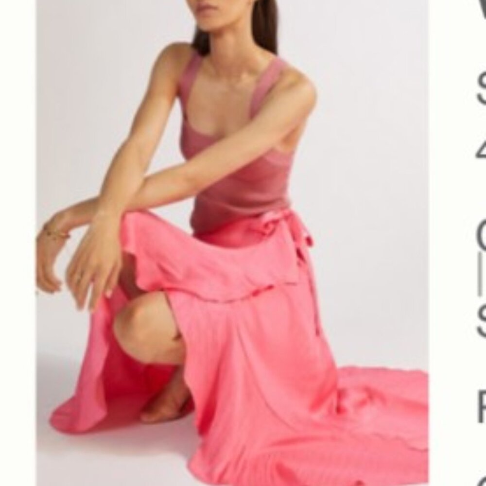 Anthropologie Maeve Ruffled Wrap Maxi Skirt Pink Medium NEW WITH TAGS (NWT)